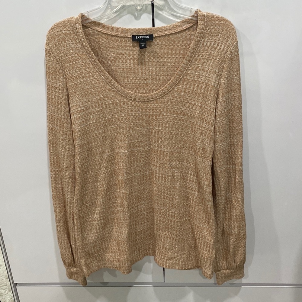 Tan polyester long sleeve top